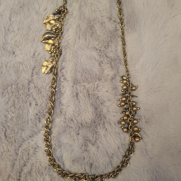 Aris by Treska Long Gold Bronze Leaves Necklace - Picture 3 of 9